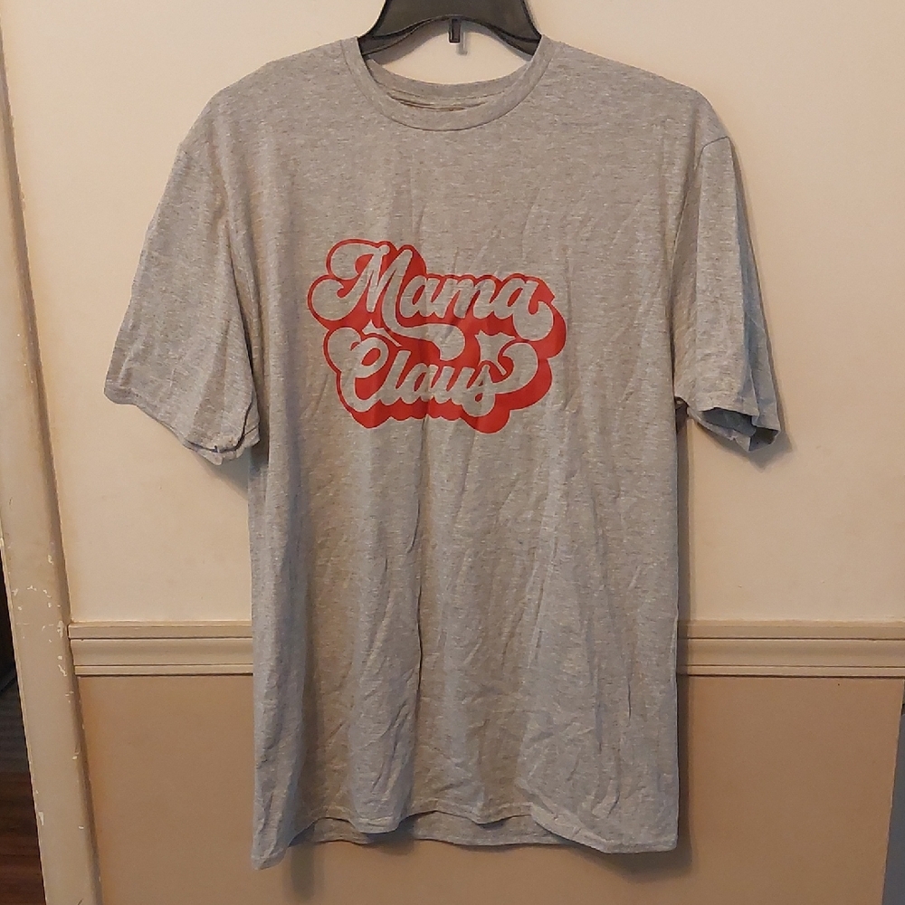 Gildan Gray Mama Claus Christmas Short Sleeved Tshirt Sz XL